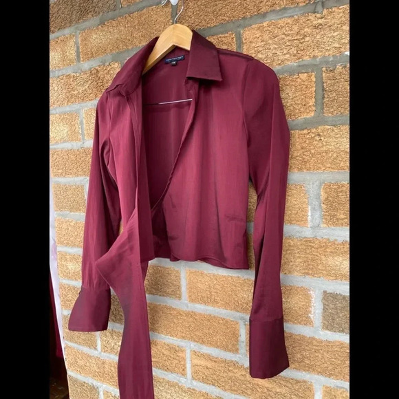 Antropologie burgundy metallic blouse XS - Picture 6 of 8